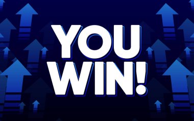 Oyunu kazanırsın. You Win metni ile video oyunu arayüzü. Oyun seviyesini yükselt. Vektör illüstrasyonu