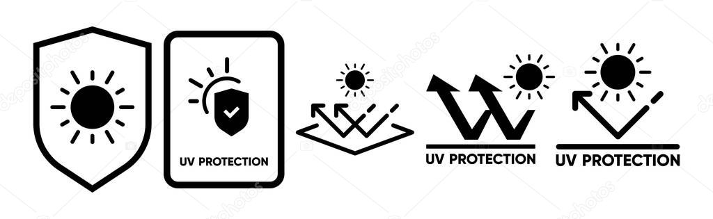 UV Protection. Ultraviolet Rays Icon. Sunblock. Skin care. SPF sun resistant. Sun UV level. Isolated Vector Illustration