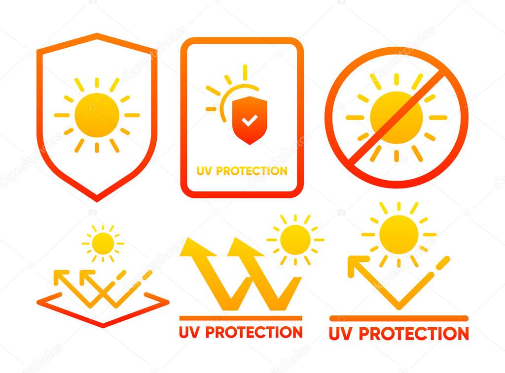 UV Protection. Ultraviolet Rays Icon. Sunblock. Skin care. SPF sun resistant. Sun UV level. Isolated Vector Illustration
