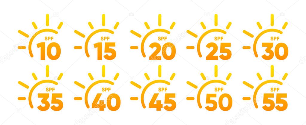 UV Protection. Ultraviolet Rays Icon. Sunblock. Skin care. SPF sun resistant. Sun UV level. Isolated Vector Illustration