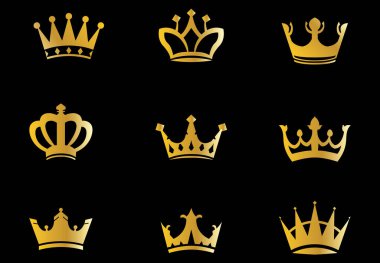 Arkaplanda Crown simgeleri vektör tasarımı çizimi