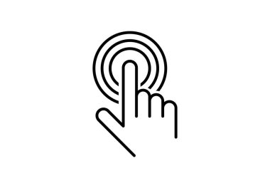 Beyaz arkaplan üzerindeki el tıklama simgesi vektör çizimi