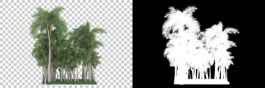Arka planda maskeli tropikal orman. 3d görüntüleme - illüstrasyon