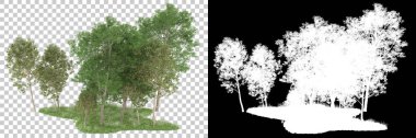 Orman arka planda maskeyle izole edilmiş. 3d görüntüleme - illüstrasyon