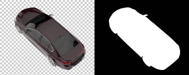 Arka planda maskeyle izole edilmiş modern araba. 3d görüntüleme - illüstrasyon