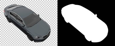 Arka planda maskeyle izole edilmiş modern araba. 3d görüntüleme - illüstrasyon