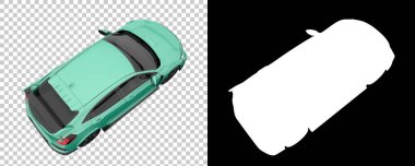 Arka planda maskeyle izole edilmiş modern araba. 3d görüntüleme - illüstrasyon