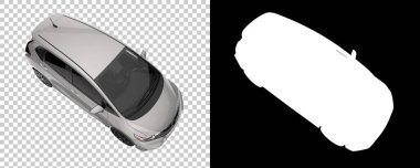 Şehir arabası arka planda maskeyle izole edilmiş. 3d görüntüleme - illüstrasyon