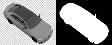 Arka planda maskeyle izole edilmiş modern araba. 3d görüntüleme - illüstrasyon