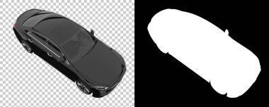 Arka planda maskeyle izole edilmiş modern araba. 3d görüntüleme - illüstrasyon