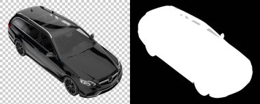 Arka planda maskeyle izole edilmiş modern araba. 3d görüntüleme - illüstrasyon