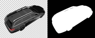 Arka planda maskeyle izole edilmiş modern araba. 3d görüntüleme - illüstrasyon