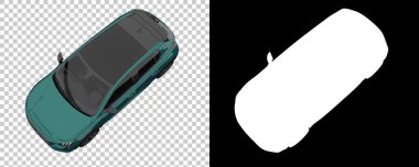 Arka planda maskeyle izole edilmiş modern araba. 3d görüntüleme - illüstrasyon