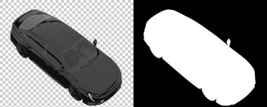 Arka planda maskeyle izole edilmiş modern araba. 3d görüntüleme - illüstrasyon