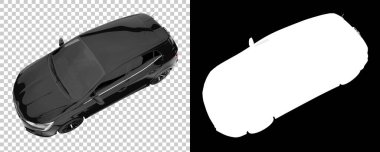 Arka planda maskeyle izole edilmiş modern araba. 3d görüntüleme - illüstrasyon