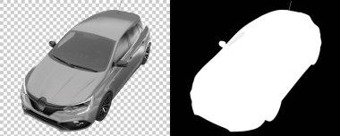 Arka planda maskeyle izole edilmiş modern araba. 3d görüntüleme - illüstrasyon