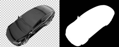 Arka planda maskeyle izole edilmiş modern araba. 3d görüntüleme - illüstrasyon