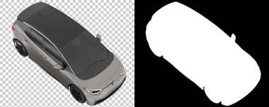 Arka planda maskeyle izole edilmiş modern araba. 3d görüntüleme - illüstrasyon