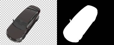 Arka planda maskeyle izole edilmiş modern araba. 3d görüntüleme - illüstrasyon