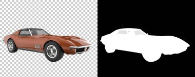 Muscle car isolated on background with mask. 3d rendering - illustration clipart