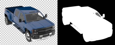 Pickup truck isolated on background with mask. 3d rendering - illustration