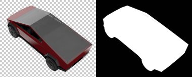 Pickup truck isolated on background with mask. 3d rendering - illustration