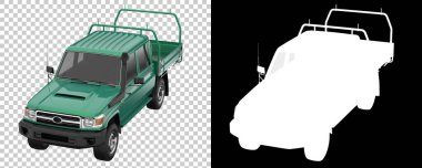 Pickup truck isolated on background with mask. 3d rendering - illustration