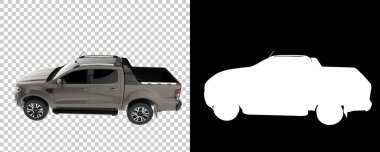 Pickup truck isolated on background with mask. 3d rendering - illustration