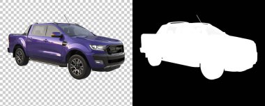 Pickup truck isolated on background with mask. 3d rendering - illustration