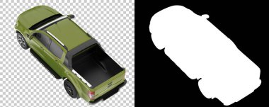 Pickup truck isolated on background with mask. 3d rendering - illustration