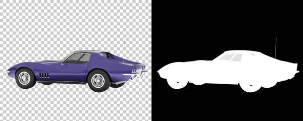 Fast car in realistic scene. 3d rendering - illustration