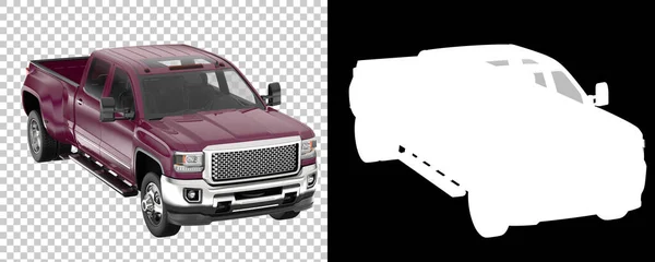 Pickup truck isolated on background with mask. 3d rendering - illustration
