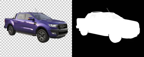 stock image Pickup truck isolated on background with mask. 3d rendering - illustration