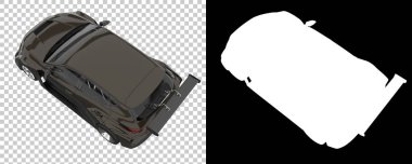 Race car isolated on background with mask. 3d rendering - illustration