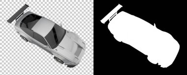 Race car isolated on background with mask. 3d rendering - illustration