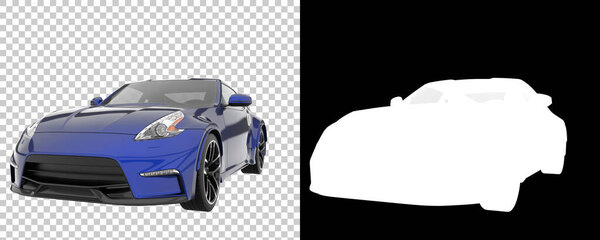Sport car isolated on background with mask. 3d rendering - illustration