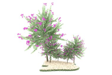 Realistic forest isolated on white background. 3d rendering - illustration