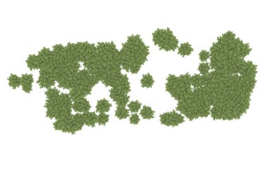 Field of grass isolated on white background. 3d rendering - illustration