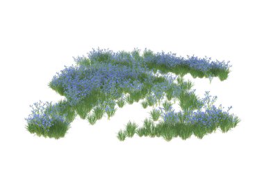 Field of grass isolated on white background. 3d rendering - illustration