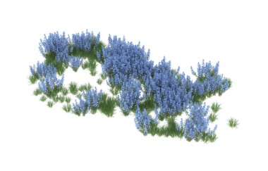 Field of grass isolated on white background. 3d rendering - illustration