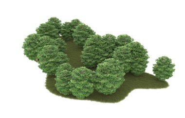 Field of grass isolated on white background. 3d rendering - illustration