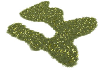 Field of grass isolated on white background. 3d rendering - illustration