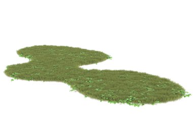 Field of grass isolated on white background. 3d rendering - illustration