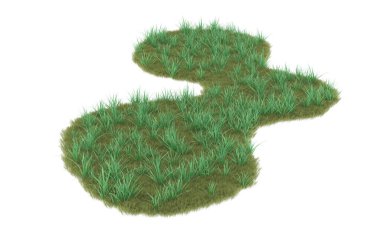 Field of grass isolated on white background. 3d rendering - illustration