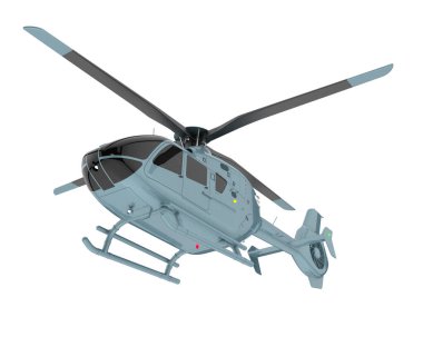 Realistic helicopter isolated on white background. 3d rendering - illustration