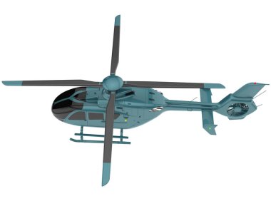 Realistic helicopter isolated on white background. 3d rendering - illustration