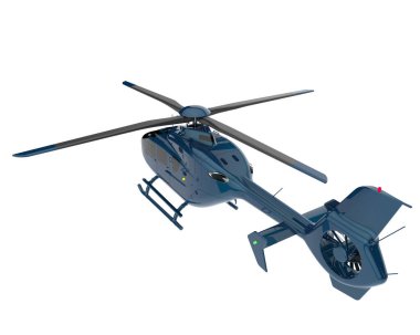 Realistic helicopter isolated on white background. 3d rendering - illustration