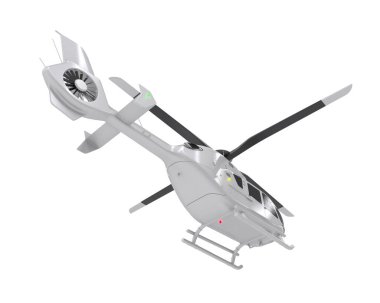 Realistic helicopter isolated on white background. 3d rendering - illustration