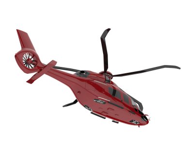 Realistic helicopter isolated on white background. 3d rendering - illustration