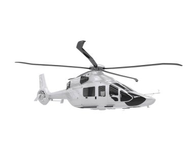 Realistic helicopter isolated on white background. 3d rendering - illustration